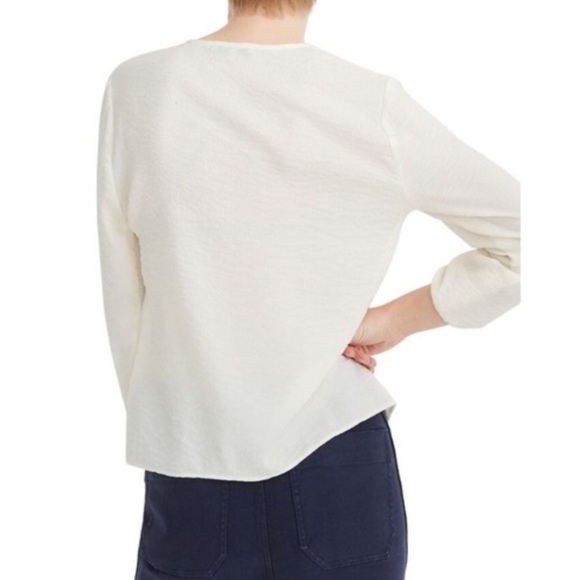 MADEWELL Cream Button Down Textured V-Neck Blouse Size XL - Picture 9 of 9